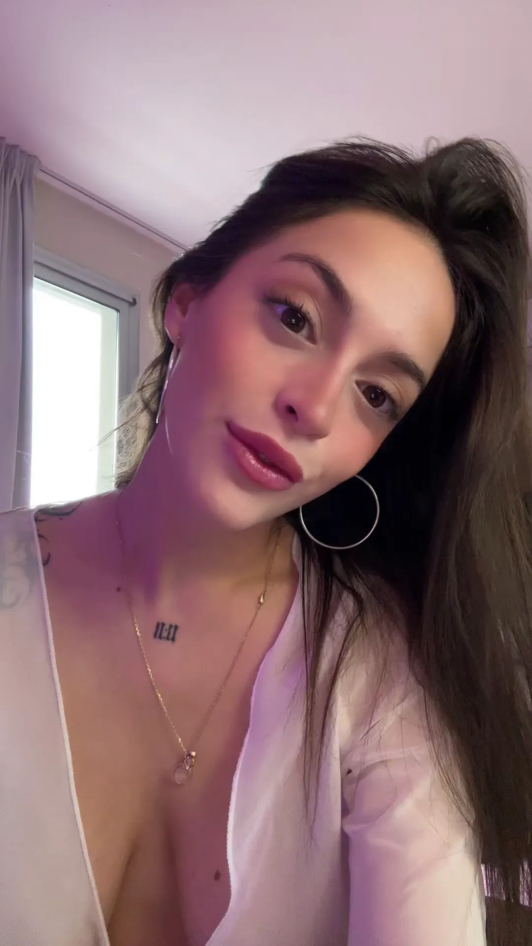 Hot_Bad_626 frame at 00:04, Cryptic codes: '111' etched on her collarbone becomes a riddle for viewers, gold necklace dangling like a prize